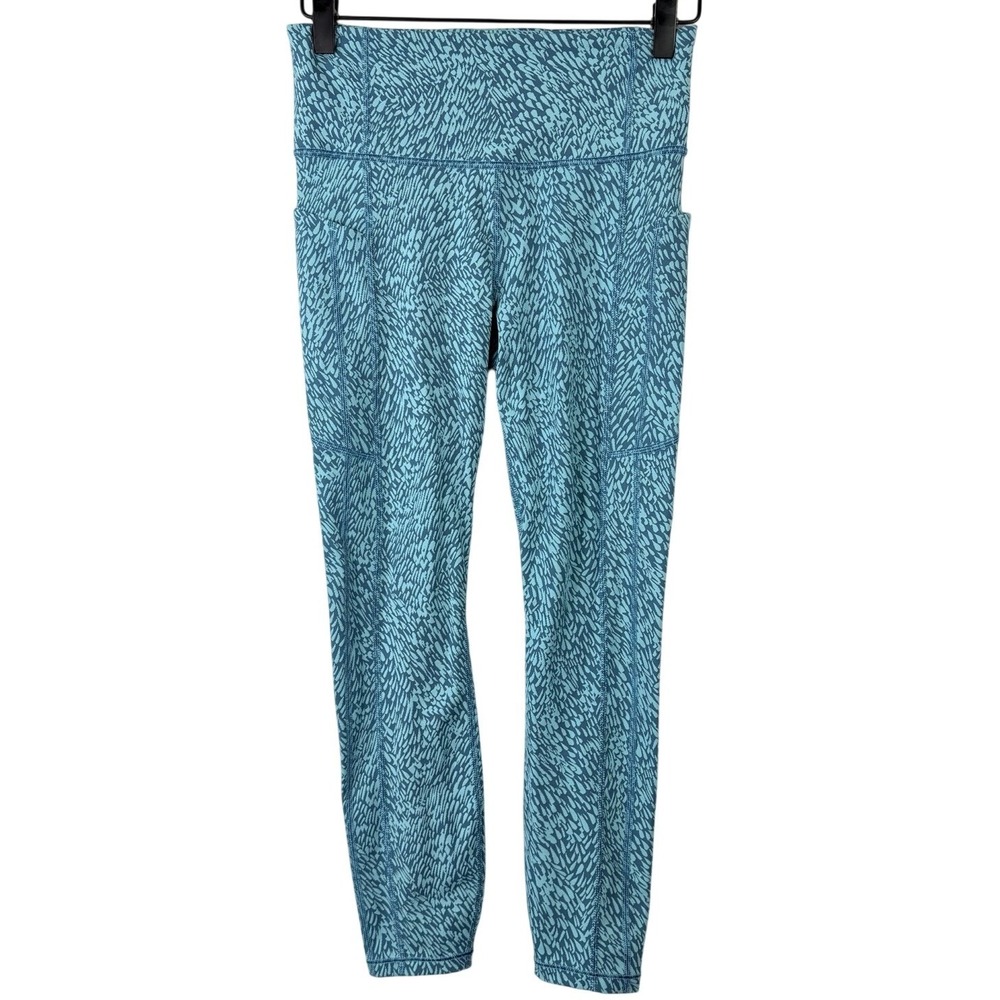 Athleta Ultimate Stash Textured 7/8 Tight‎ Leggings Blue Teal Print Small S